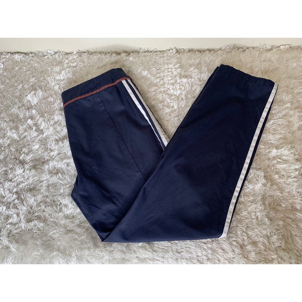 Adidas Blue Sz Large Three Stripe Pants Pockets Twill